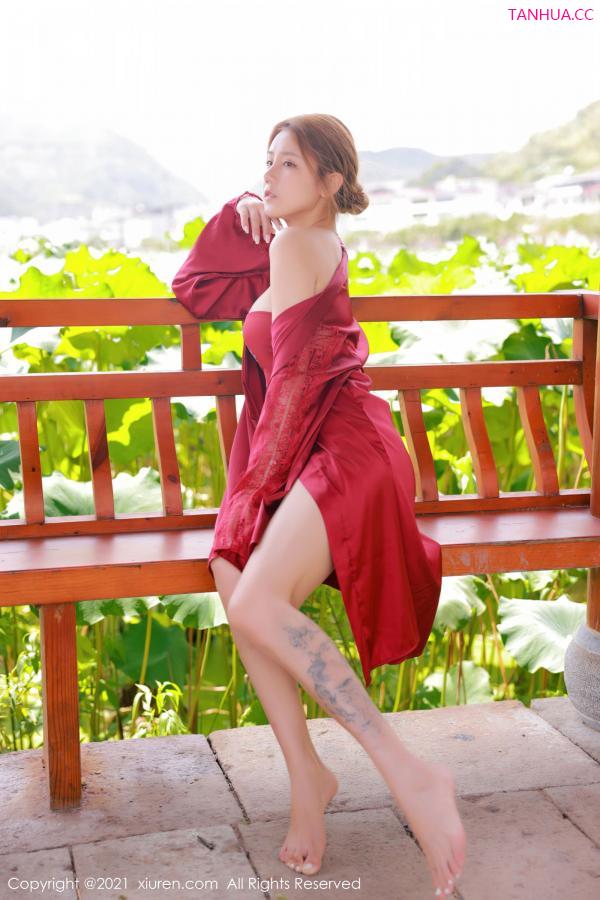 夏西CiCi  古风美人夏西CiCi 室外荷花园拍摄第2张图片
